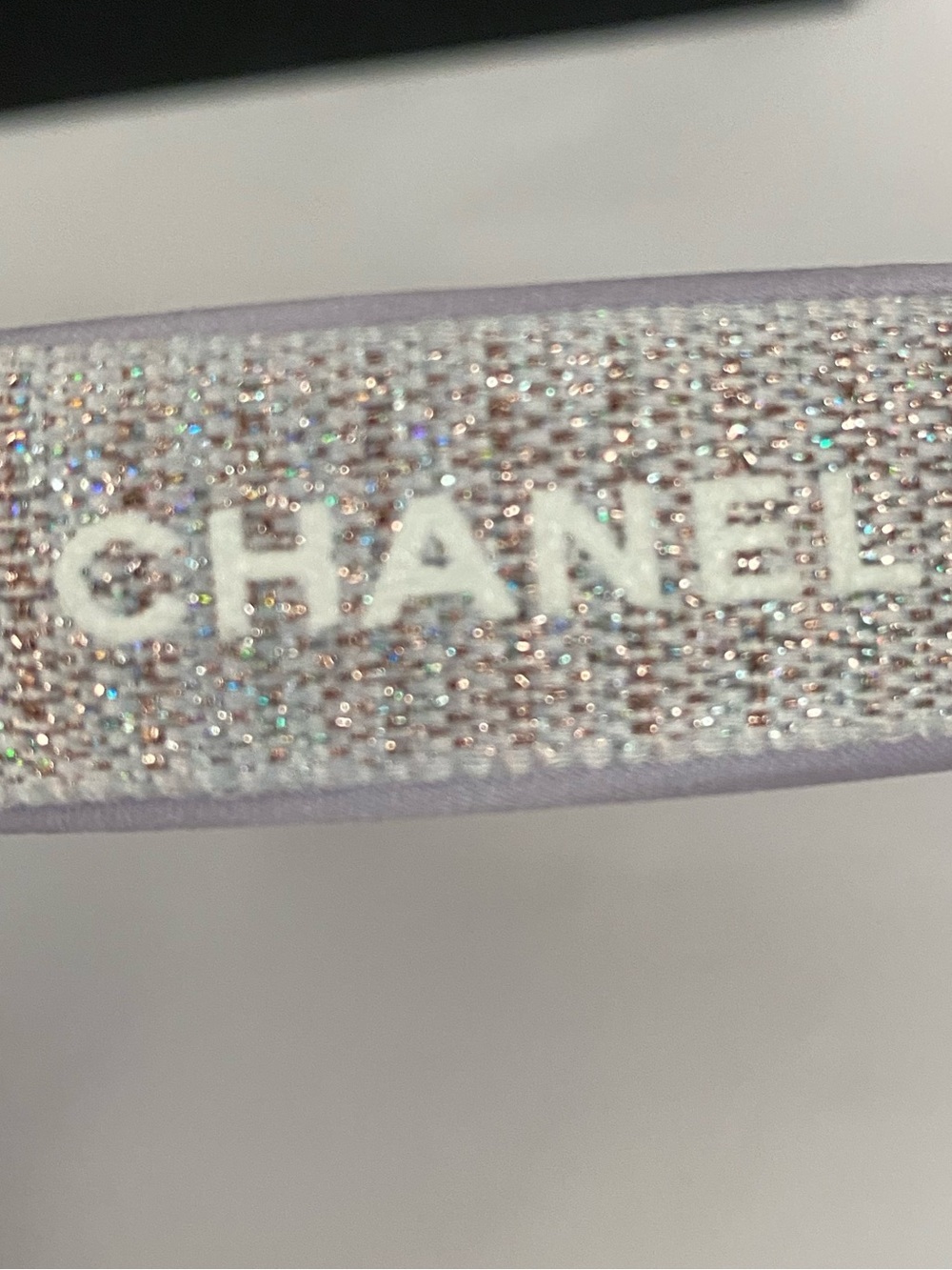 Chanel Ribbon Silver Tweed Metallic Lavender Headband - Picture 6 of 6